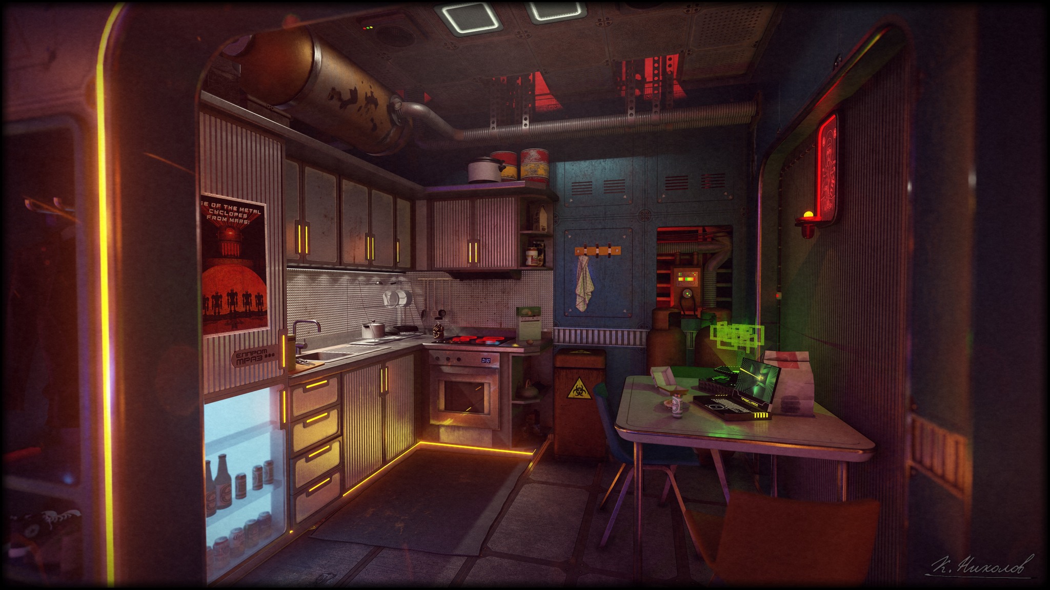 The meme is an image of a kitchen, but it's been transformed into a futuristic, high-tech space. The text "Kitchen" is written in a futuristic font at the top of the image, and the rest of the text reads "Not kitchen".